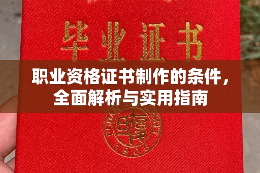 西夏职业资格证书制作的条件，全面解析与实用指南